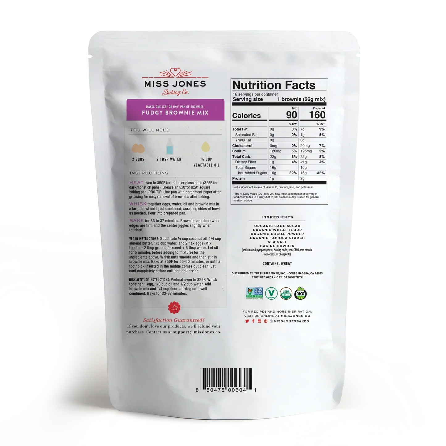 Miss Jones Baking Co Organic Brownie Mix, 14.67 oz
