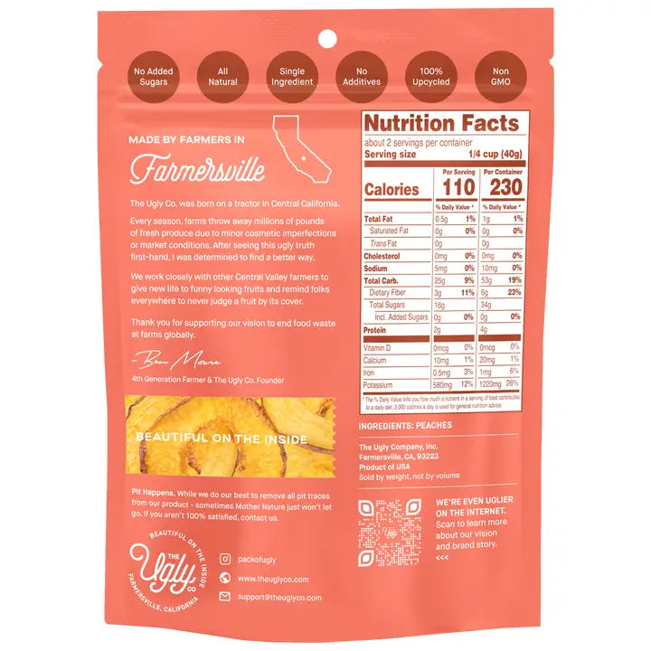 Hello I'm Ugly Dried & Sliced Peaches, 3 oz