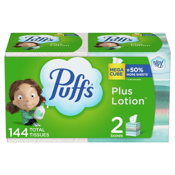 Puffs | Plus Lotion Mega Cube, 2 boxes