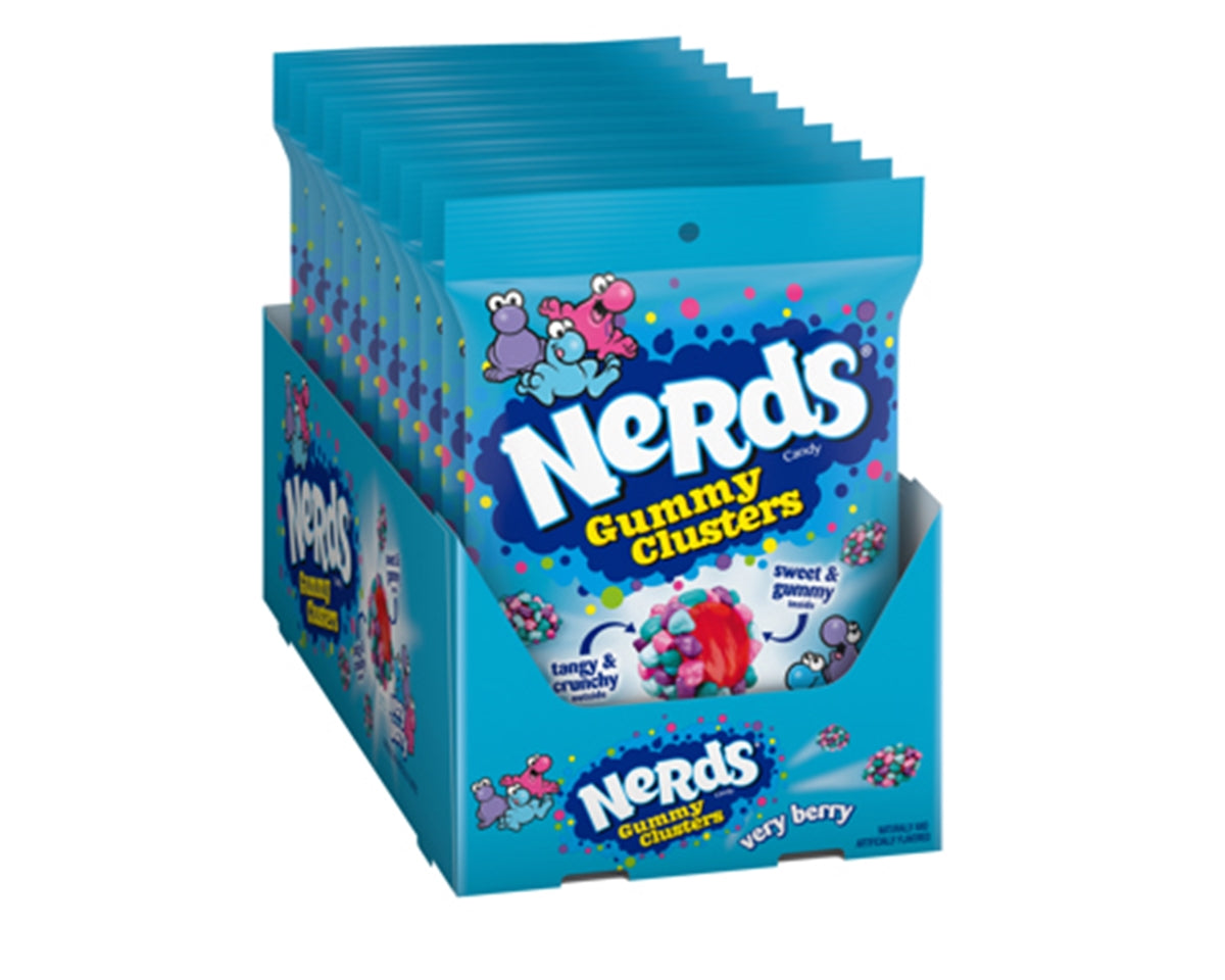 Nerds Gummy Clusters, Very Berry, 5 oz Peg Bag, 12 ct