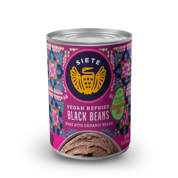 Siete Vegan Refried Beans Black, 16 oz