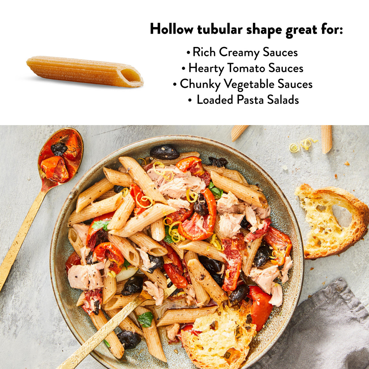 Delallo Organic Whole Wheat Penne Rigate, 16 oz
