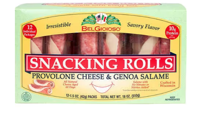 BelGioioso Snacking Rolls Provolone Cheese & Genoa Salame 12 ct, 1.5 oz