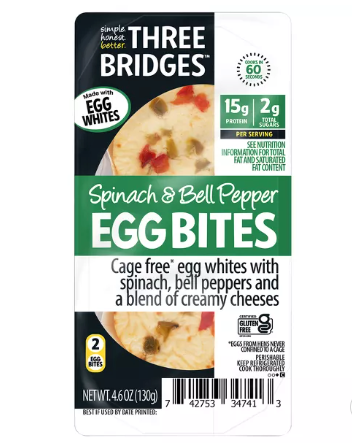Three Bridges Gluten Free Spinach & Bell Pepper Egg White Bites, 4.6 oz