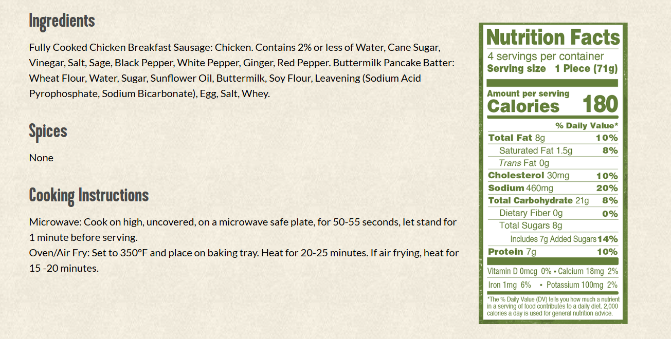 Applegate Pancake & Chicken Sausage Stick, 10 OZ.