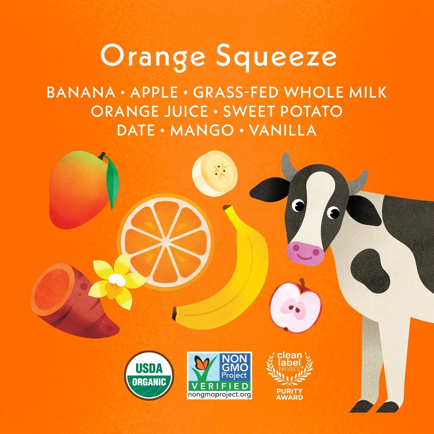 Once Upon A Farm Organic Whole Milk Smoothies Orange Squeeze, 4 oz