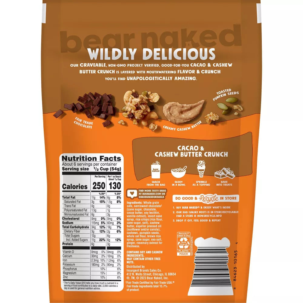 Bear Naked Cacao & Cashew Butter Soft Baked Granola, 11 oz