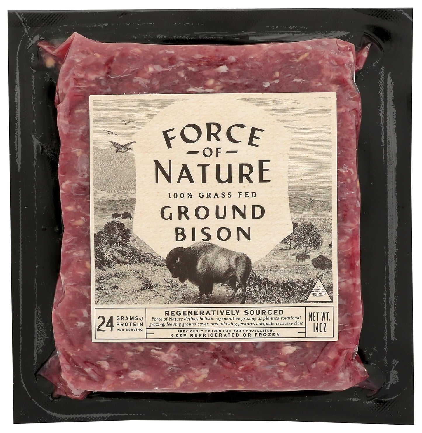 Force Of Nature Meats 100% Grass Fed, Regenerative Bison Grind, 14 oz