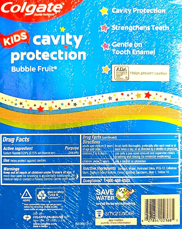 Colgate Kid's Cavity Protection Toothpaste Bubble Fruit 5 pack