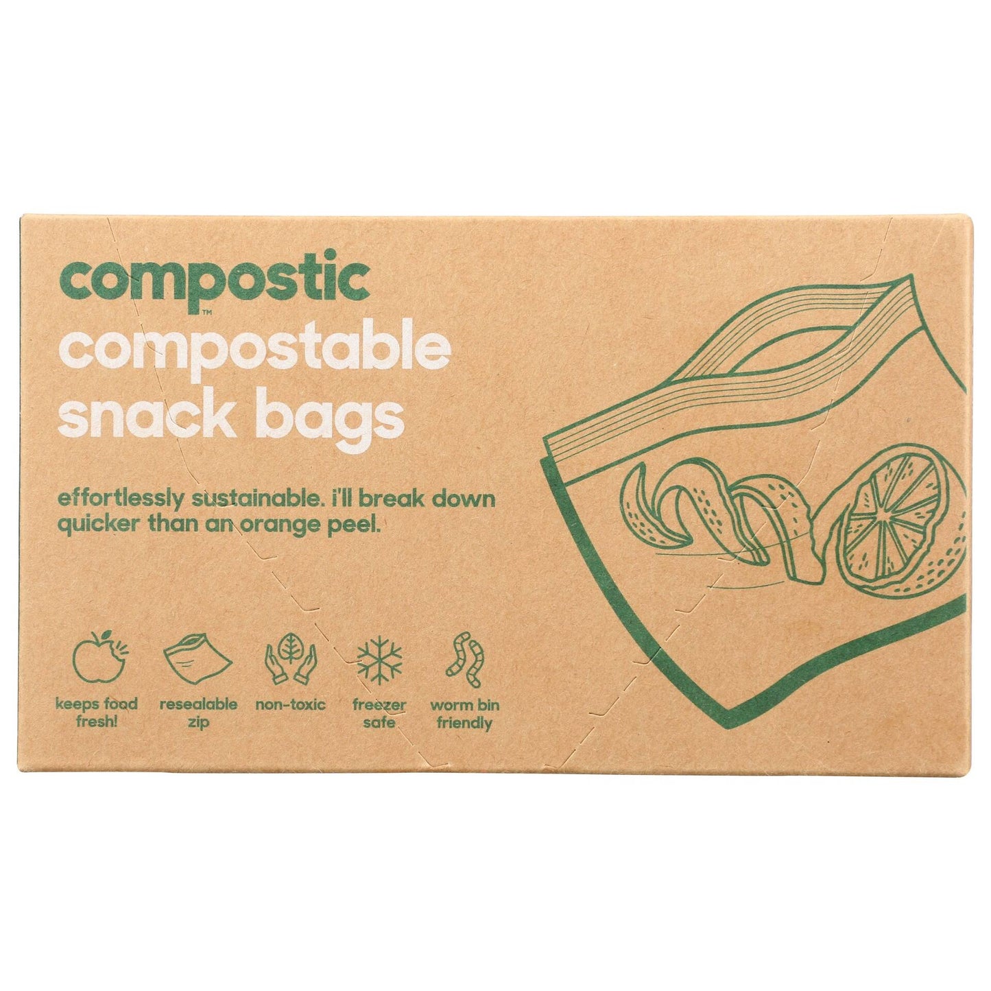 Compostic Compostable Snack Bags, 25 Count