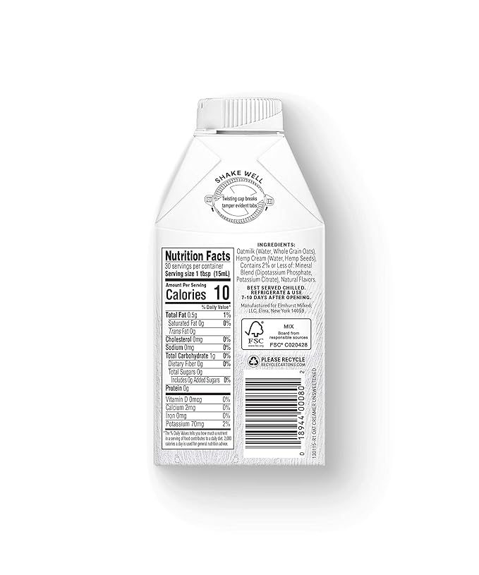Elmhurst Unsweetened Oat Creamer, 16 oz
