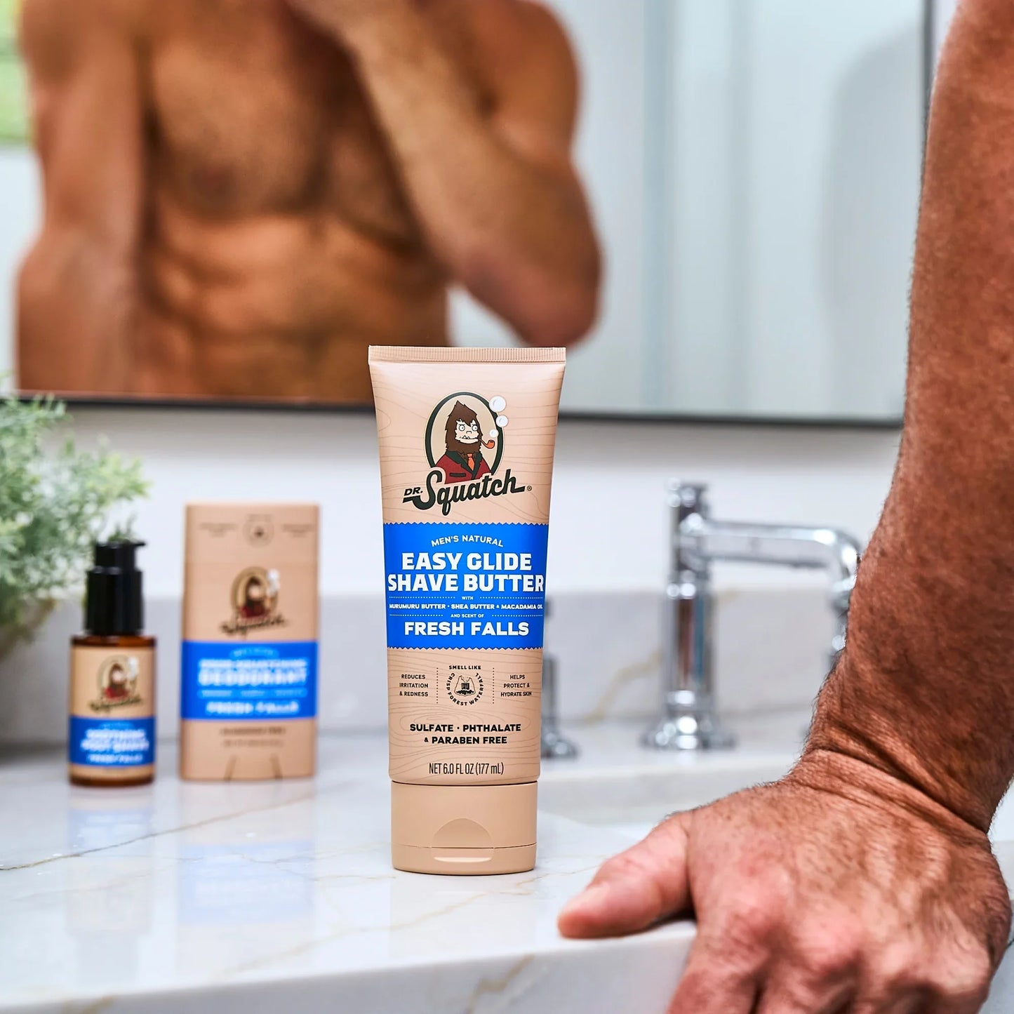Dr. Squatch Natural Shave Butter, Easy-Glide Shaving Cream for Men, Fresh Falls, 6 fl oz