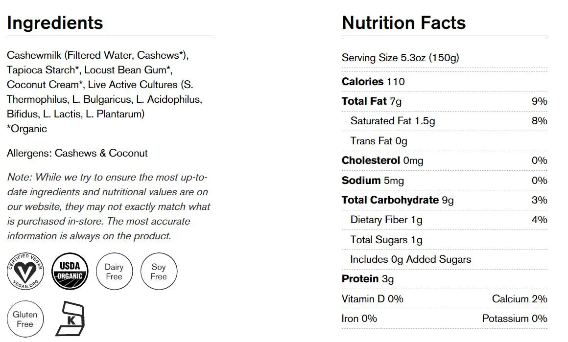 Forager Project Organic Gluten Free Cashew Yogurt, 24 oz.