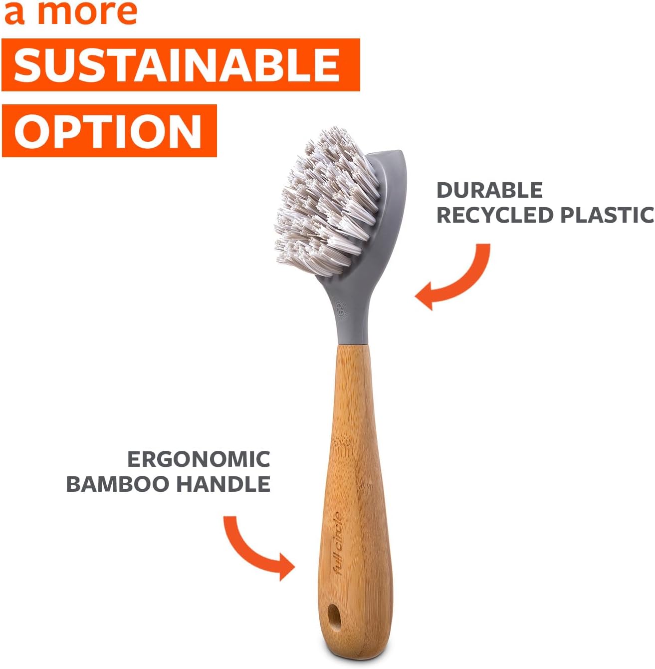 Full Circle Tenacious C Bamboo Dish Brush and Scraper