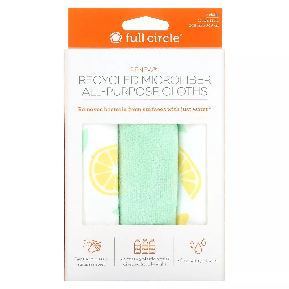 All-Purpose Recycled Microfiber Cloths (set of 3) Citrus Print
