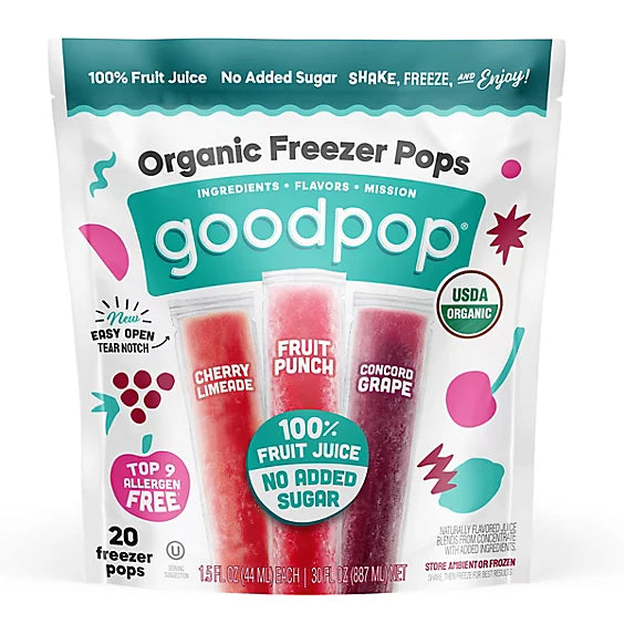 GoodPop Organic Freezer Pops, 20 Count