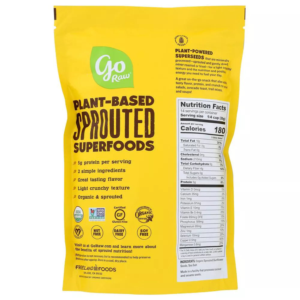 Go Raw Organic Sprouted Sunflower Seeds with Sea Salt, 14 oz