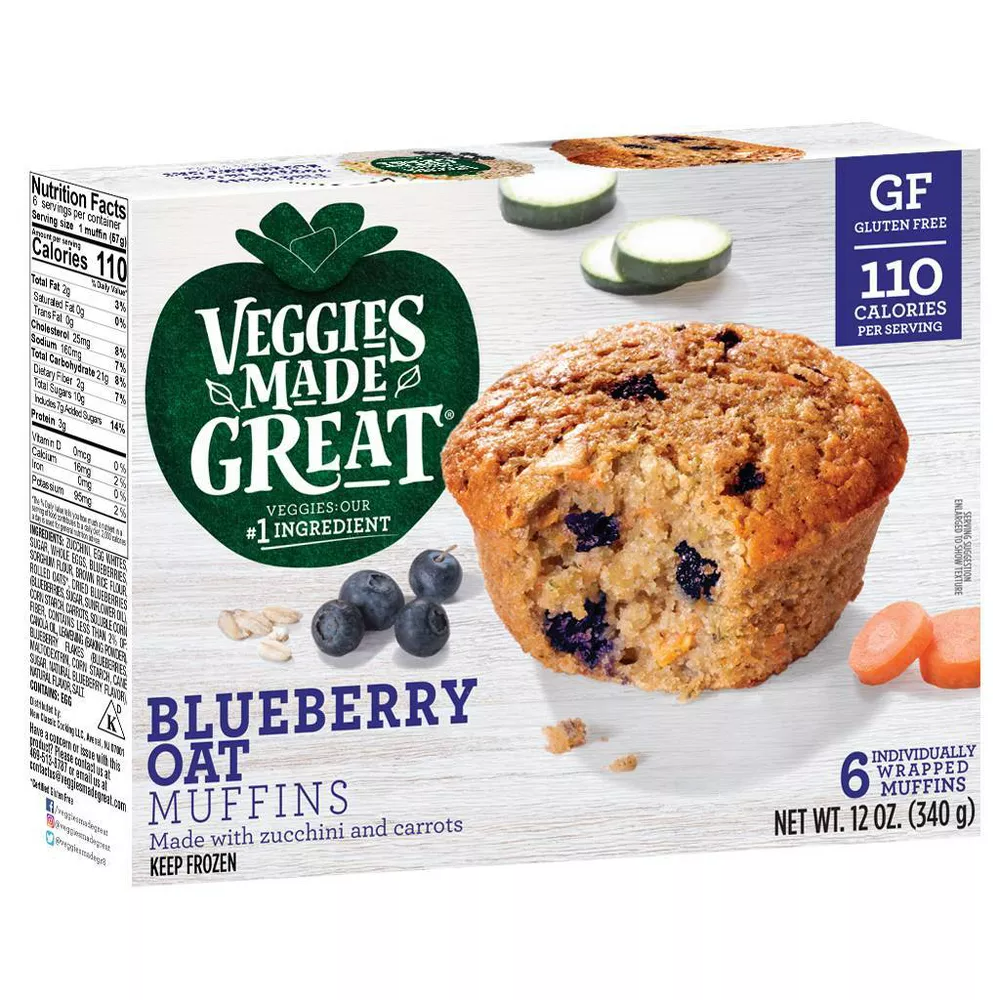 Veggies Made Great Gluten-Free Frozen Blueberry Oat Muffins, 12 oz, 6 ct