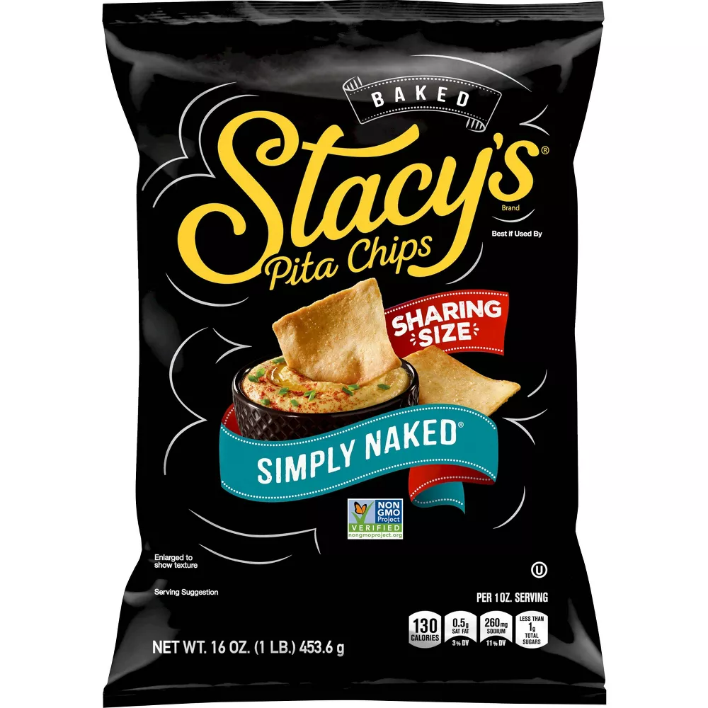Stacy's Simply Naked Sharing Size Pita Chips, 16 oz