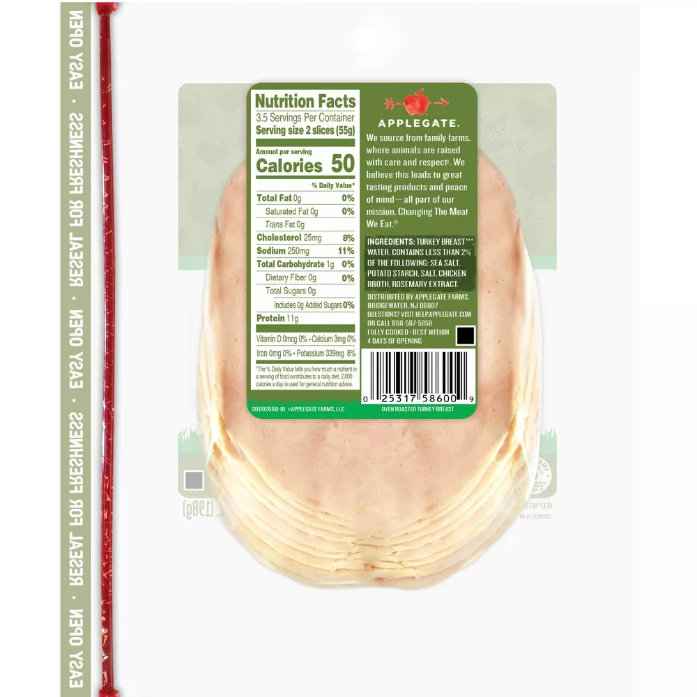 Applegate Sliced Oven Roasted Turkey Breast, 7 oz