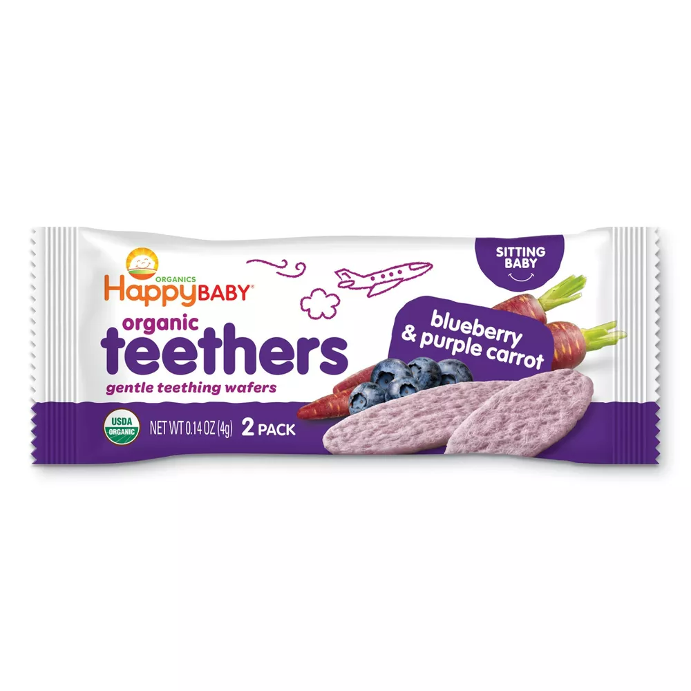 HappyBaby Blueberry & Purple Carrot Organic Teethers, 12 Count