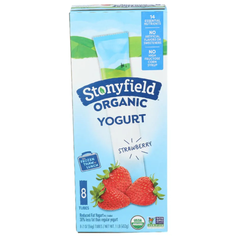 Stonyfield Organic Strawberry Low-fat Yogurt Tubes, 8 count