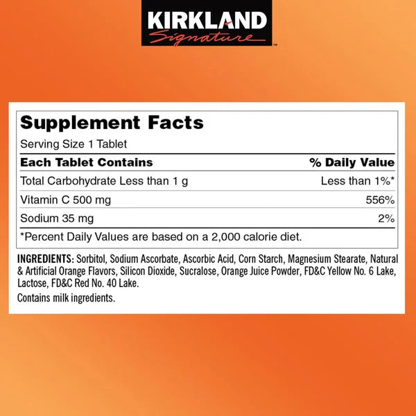 Kirkland Signature Chewable Vitamin C 500 mg, 500 Count