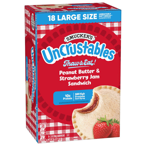 Smucker's Uncrustables, Peanut Butter & Strawberry Jam Sandwich, 2.8 oz, 18 ct