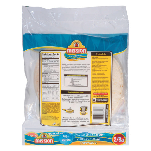 Mission Carb Balance Flour Tortillas, 8-count, 2-pack