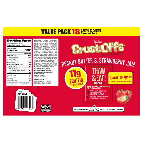 Charlotte's Peanut Butter & Strawberry Jam Crustoffs, 2.8 oz, 18-count