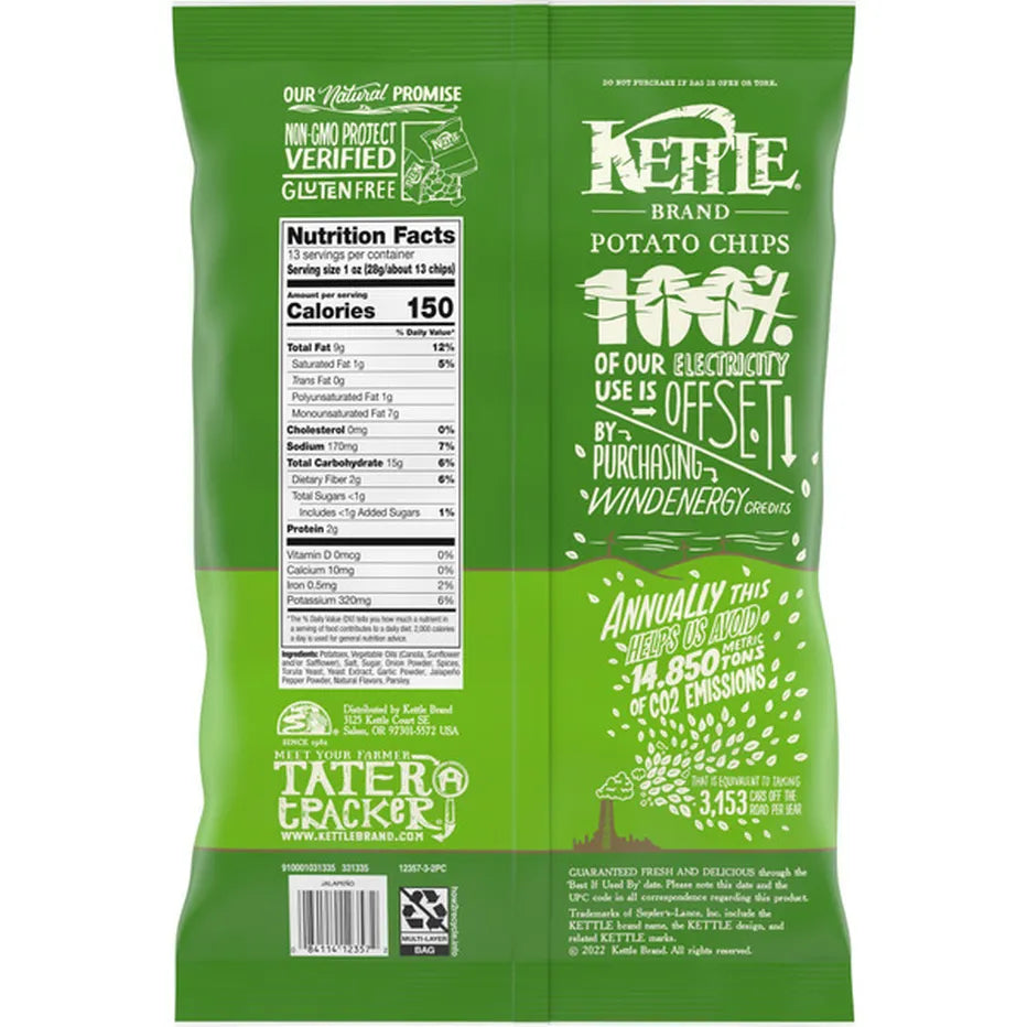 Kettle Hot Jalapeno Kettle Potato Chips, 13 oz