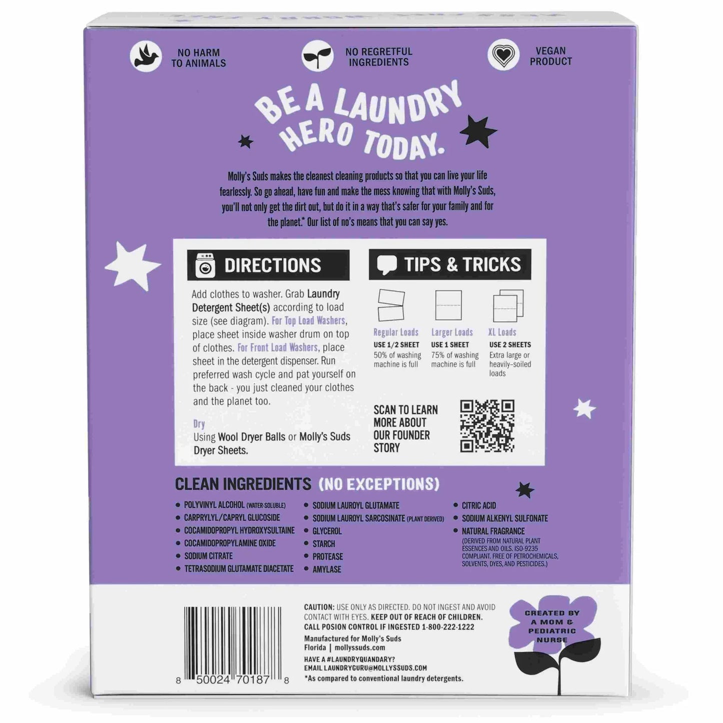 Molly’s Suds Lavender Laundry Detergent Sheets, 70 Count