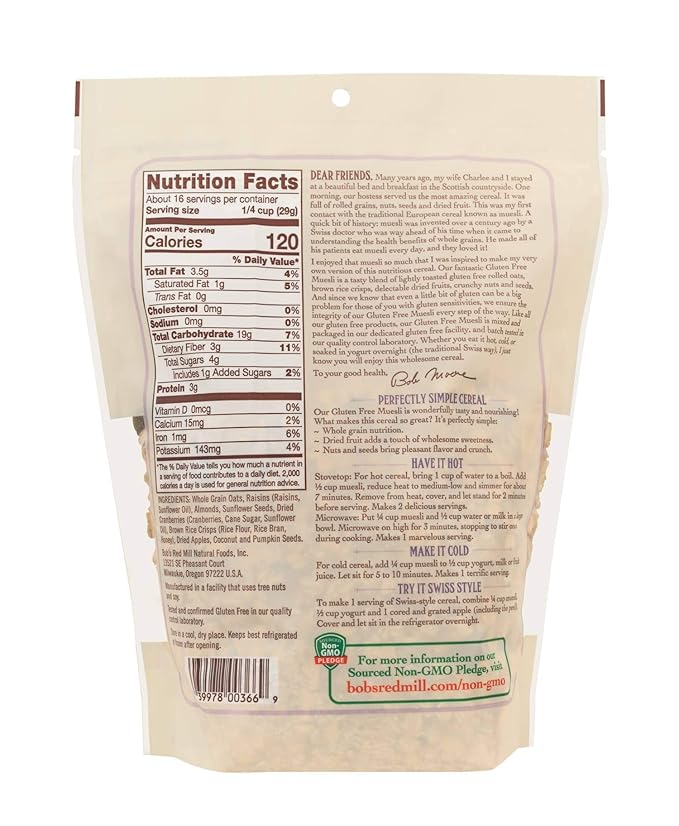 Bob's Red Mill Gluten Free Muesli Cereal, 16 oz
