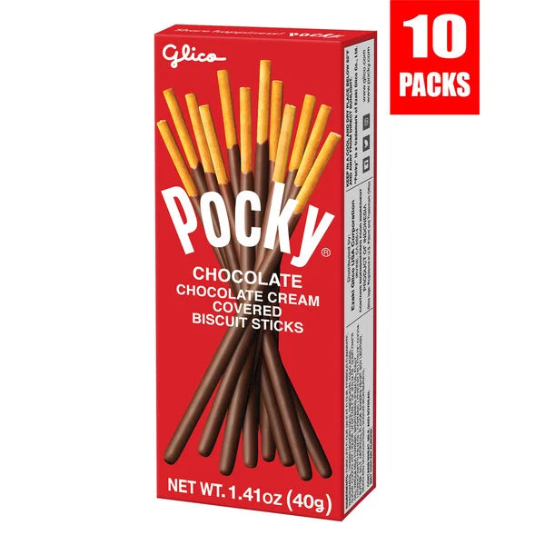 Pocky Cream Covered Biscuit Sticks, Chocolate, 1.41 oz, 10 ct