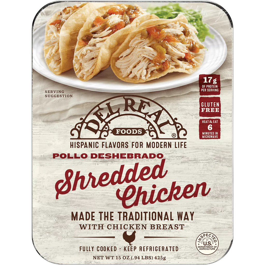 Del Real Foods Shredded Chicken, 15 oz