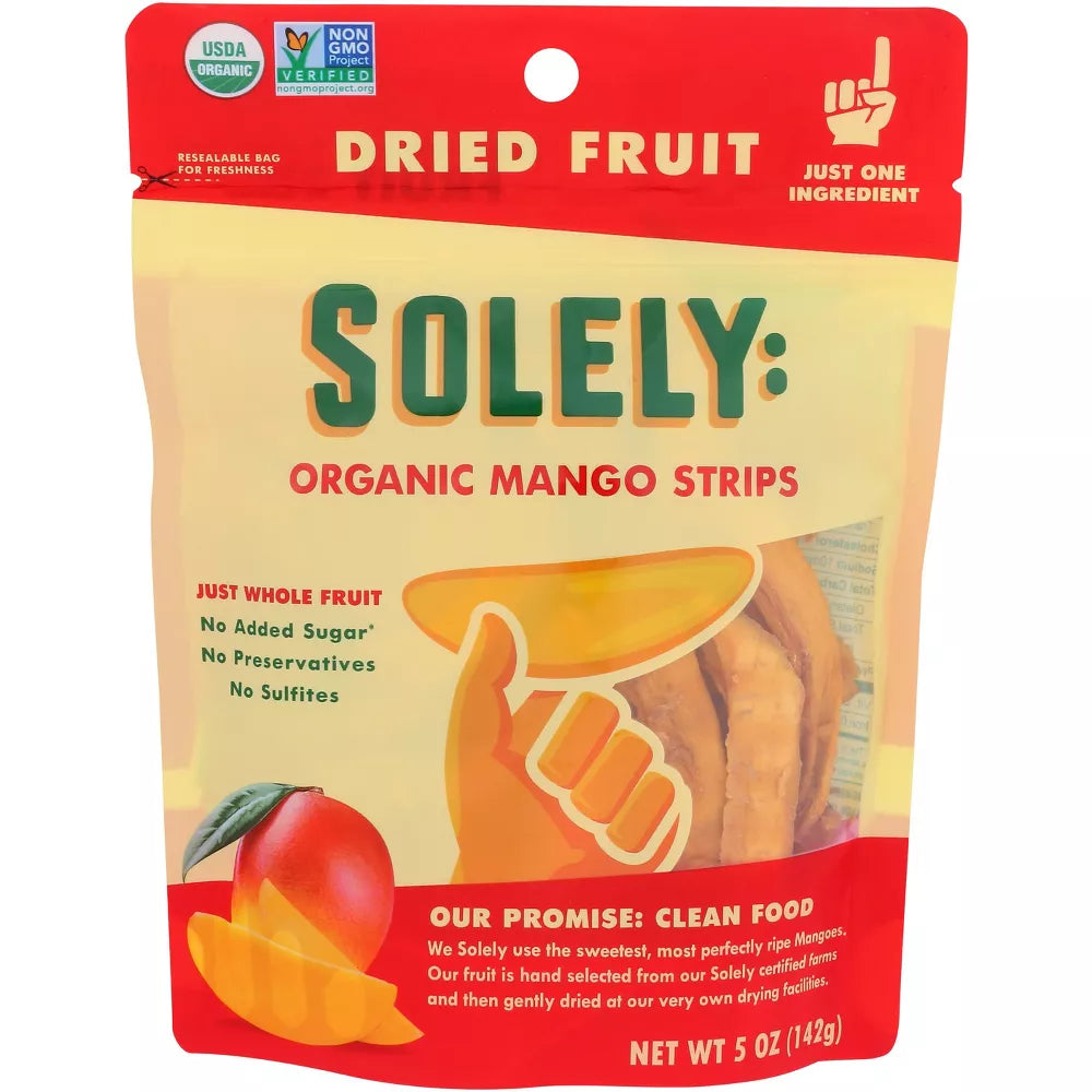 Solely Dried Fruit Organic Mango Strips, 5 oz