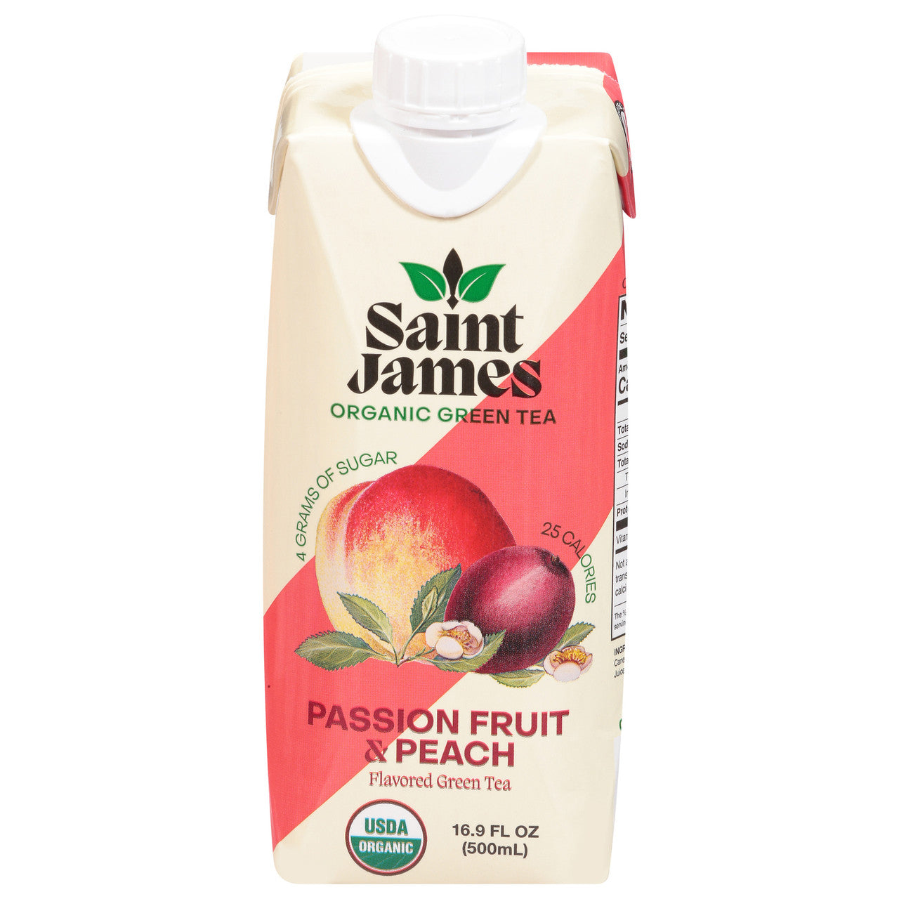 Saint James Organic Green Tea Passionfruit Peach, 16.9 oz