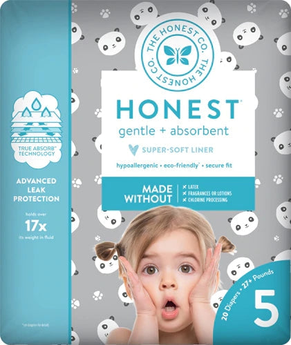 The Honest Company - Eco-Friendly and Premium Disposable Diapers - Pandas, Size 5, 20 Count