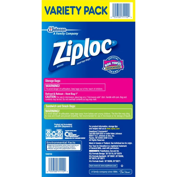 Ziploc Seal Top Bag Variety Pack, 347 Count