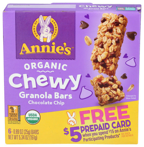 Annie's Homegrown Organic Chewy Chocolate Chip Granola Bars, 5.34 oz