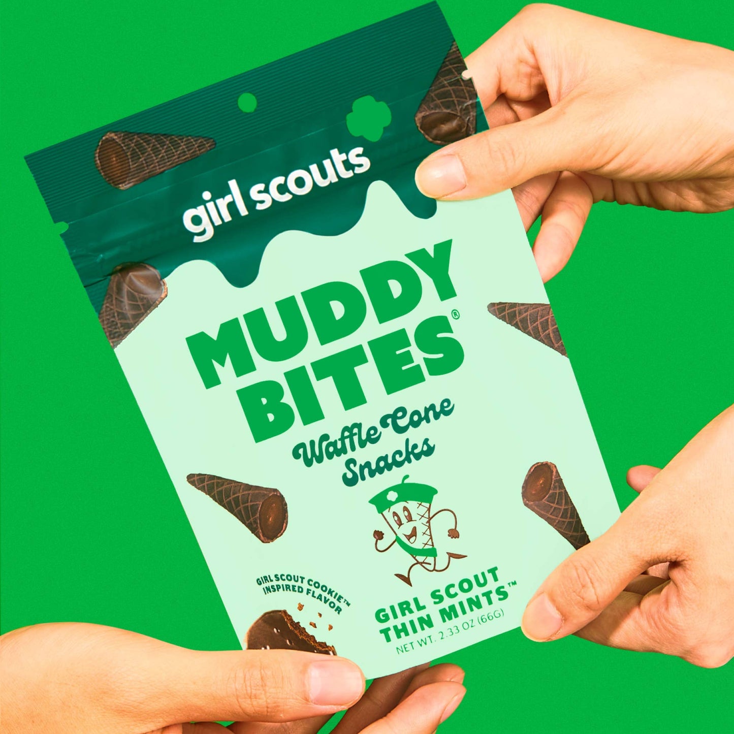 Muddy Bites Thin Mint Bite-Sized Waffle Cones Snacks