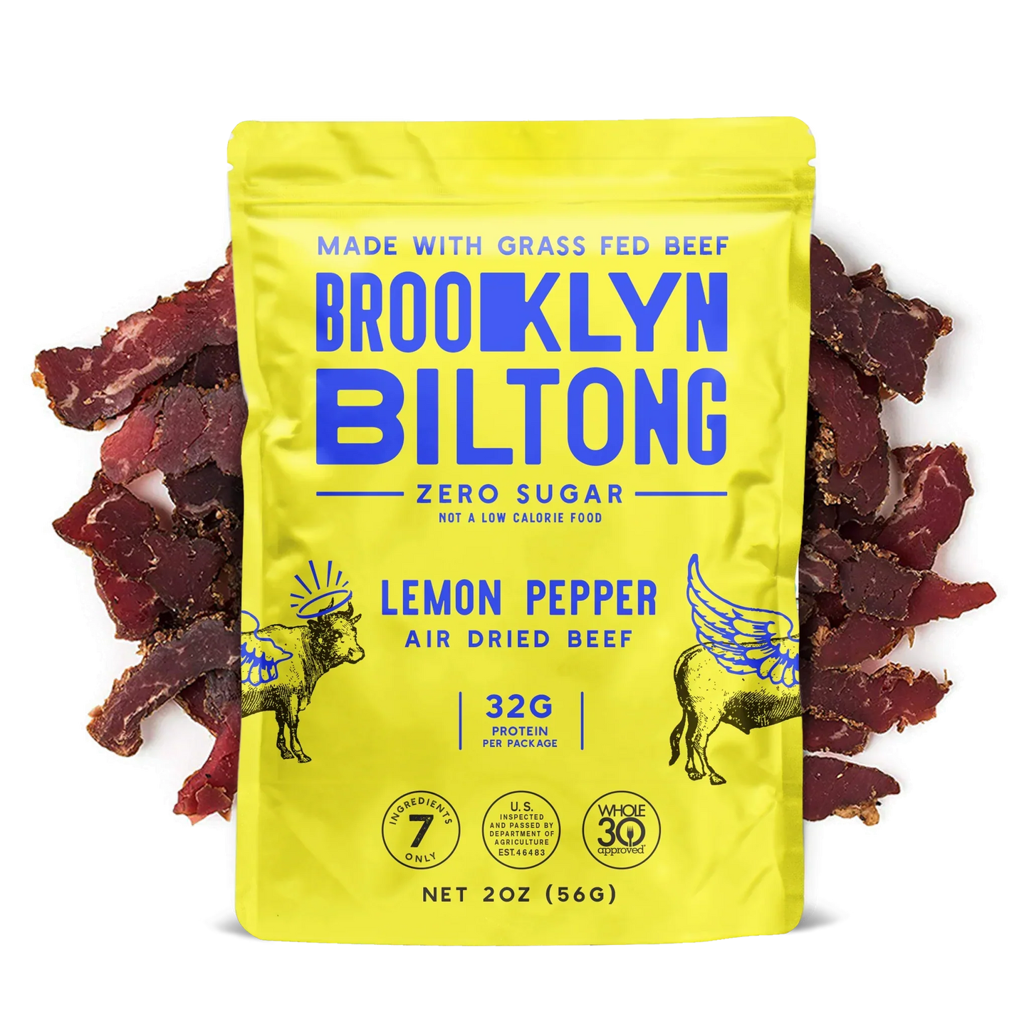 2oz Grass Fed Biltong Lemon Pepper spiced Tender Jerky