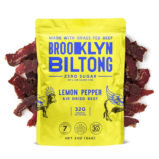 2oz Grass Fed Biltong Lemon Pepper spiced Tender Jerky