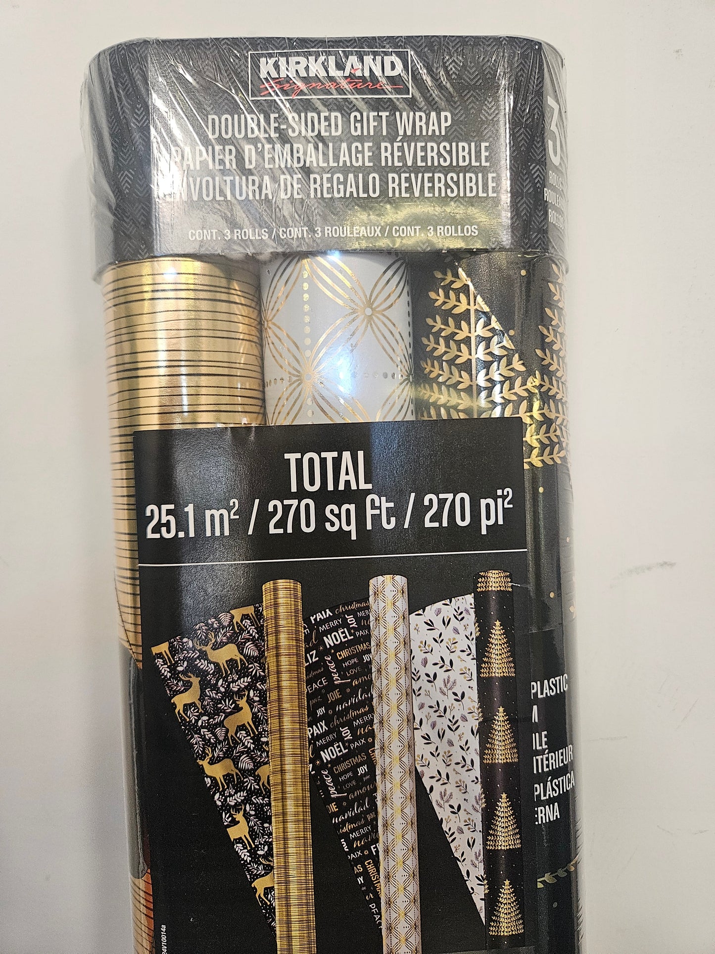 Kirkland Double Sided Gift Wrap 3 Rolls 270 sq ft