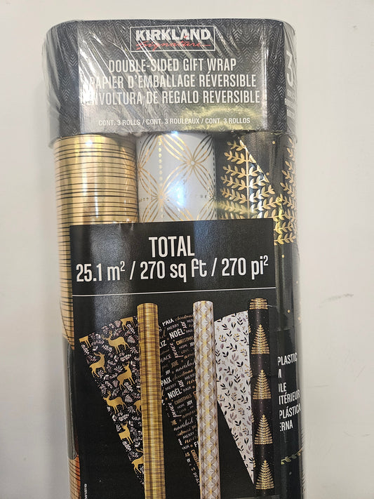 Kirkland Double Sided Gift Wrap 3 Rolls 270 sq ft