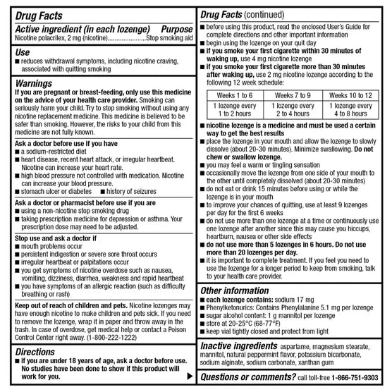 Kirkland Signature Quit, 2mg or 4mg, Mint Lozenges, 270 Pieces
