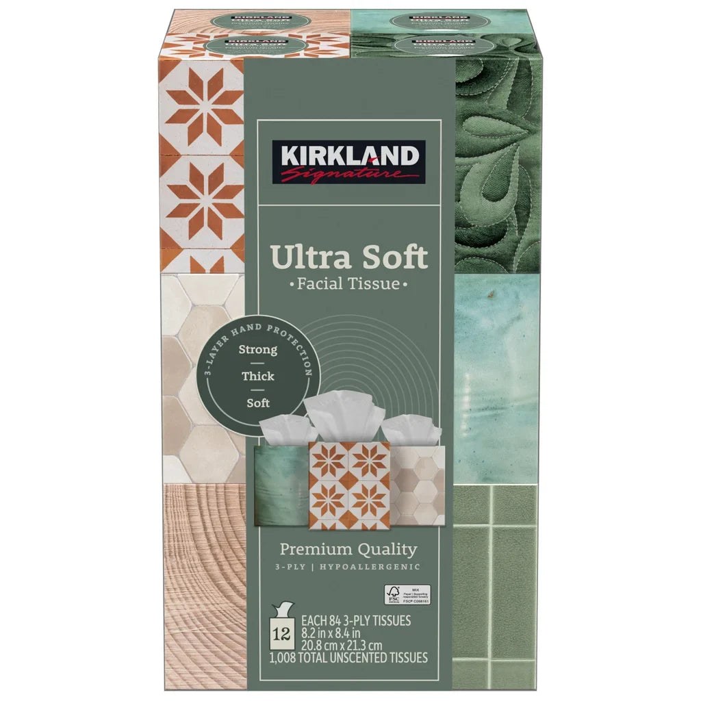 Kirkland Signature Ultra Soft Facial Tissue, 12 Count