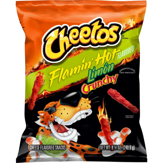 Cheetos Crunchy Flamin' Hot Limon Cheese Flavored Snacks, 8.5 oz