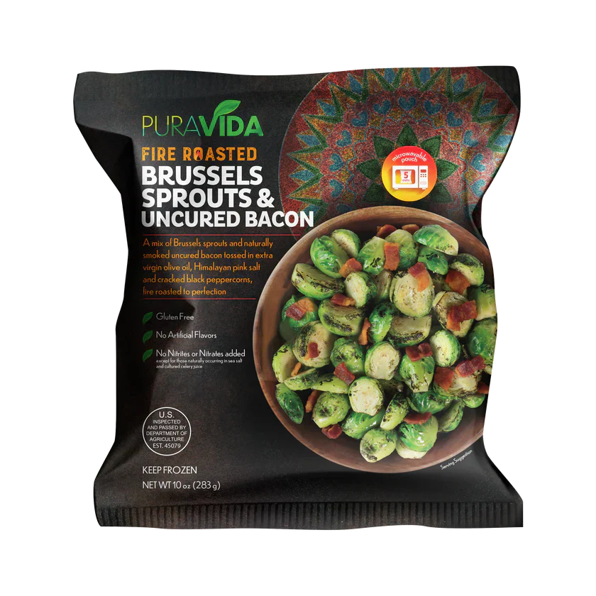 Puravida Foods Fire Roasted Brussels Sprouts & Uncured Bacon 10oz