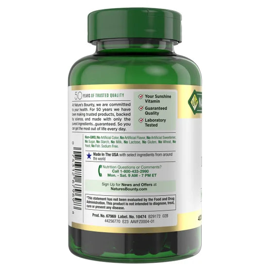 Nature's Bounty Vitamin D3 125 mcg, 400 Softgels